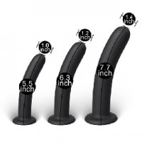 Dildo 3 Pc Set for Strap-On Silicone Black